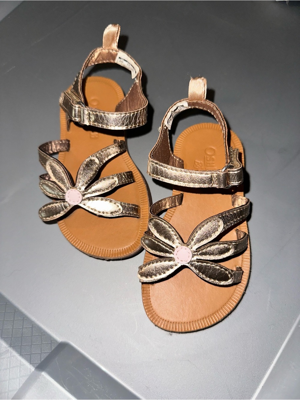 OshKosh B'gosh Metallic Gold Flower Strap Sandals